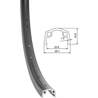 Обод 24" XP-160 36Н одинарный, чёрный